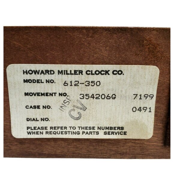 Vintage Howard Miller Mantel Clock Quartz 612-350 Wood Battery Alarm READ Parts - Picture 8 of 16